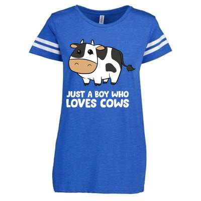 Just A Boy Who Loves Cows Gift Enza Ladies Jersey Football T-Shirt