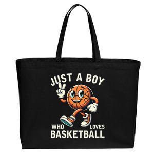 Just a B.oy Who Loves Basketball Cotton Canvas Jumbo Tote