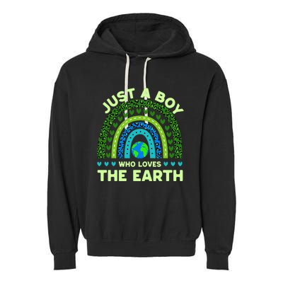 Just A Boy Who Loves The Earth | Earth Day 2024 Rainbow Garment-Dyed Fleece Hoodie