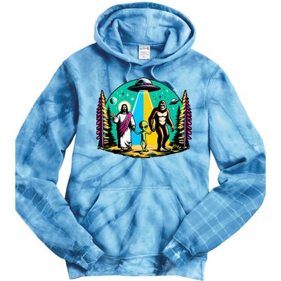 Jesus Alien Bigfoot And UfoS Tie Dye Hoodie