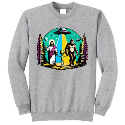 Jesus Alien Bigfoot And UfoS Tall Sweatshirt