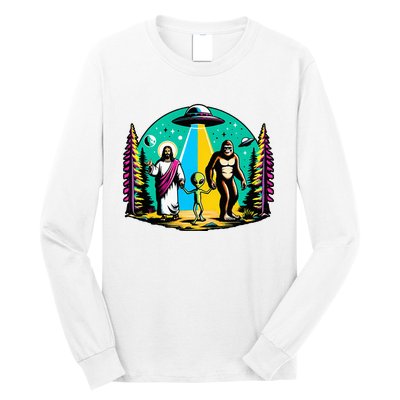 Jesus Alien Bigfoot And UfoS Long Sleeve Shirt