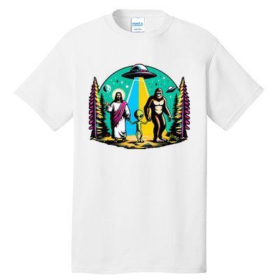 Jesus Alien Bigfoot And UfoS Tall T-Shirt