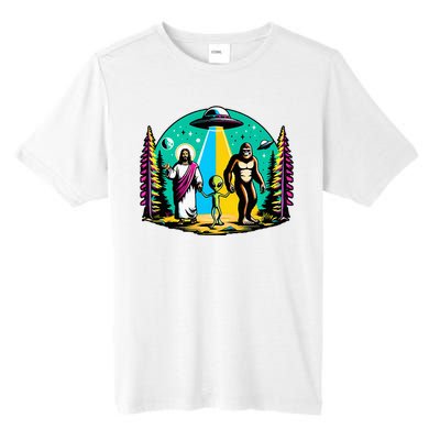 Jesus Alien Bigfoot And UfoS Tall Fusion ChromaSoft Performance T-Shirt