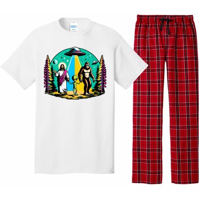 Jesus Alien Bigfoot And UfoS Pajama Set