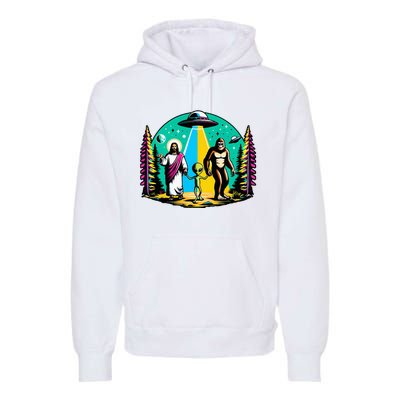 Jesus Alien Bigfoot And UfoS Premium Hoodie