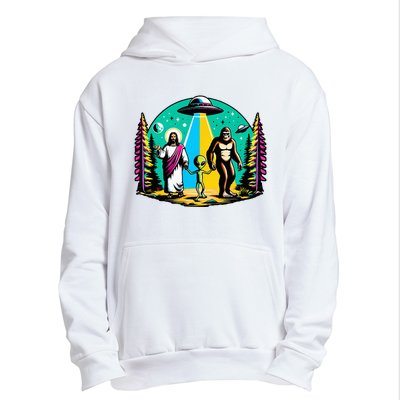 Jesus Alien Bigfoot And UfoS Urban Pullover Hoodie