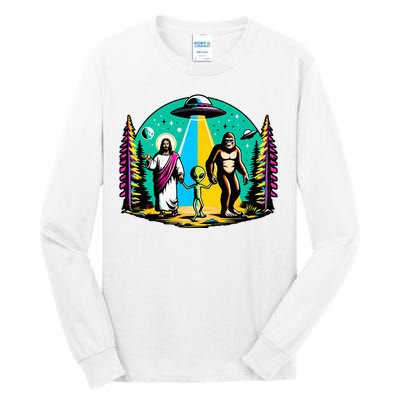 Jesus Alien Bigfoot And UfoS Tall Long Sleeve T-Shirt