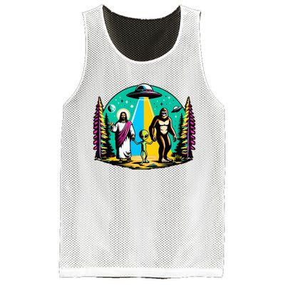 Jesus Alien Bigfoot And UfoS Mesh Reversible Basketball Jersey Tank