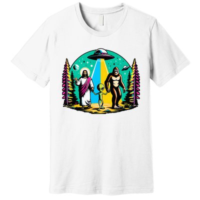 Jesus Alien Bigfoot And UfoS Premium T-Shirt