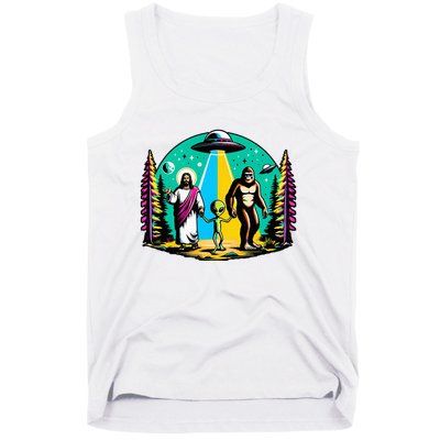 Jesus Alien Bigfoot And UfoS Tank Top