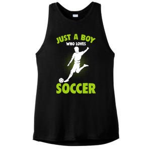 Just A Boy Who Loves Soccer Player Ladies PosiCharge Tri-Blend Wicking Tank