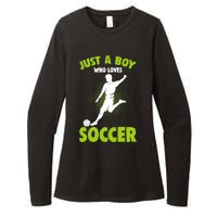 Just A Boy Who Loves Soccer Player Womens CVC Long Sleeve Shirt