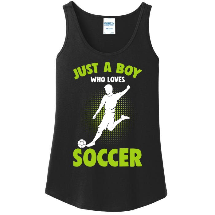 Just A Boy Who Loves Soccer Player Ladies Essential Tank