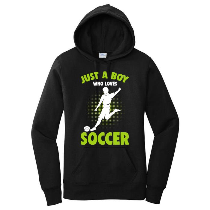 Just A Boy Who Loves Soccer Player Women's Pullover Hoodie