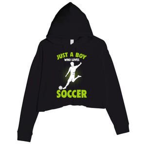 Just A Boy Who Loves Soccer Player Crop Fleece Hoodie