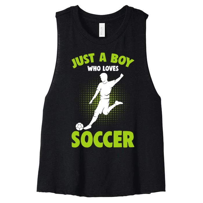 Just A Boy Who Loves Soccer Player Women's Racerback Cropped Tank