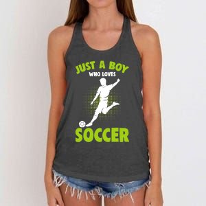 Just A Boy Who Loves Soccer Player Women's Knotted Racerback Tank