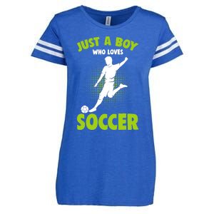 Just A Boy Who Loves Soccer Player Enza Ladies Jersey Football T-Shirt