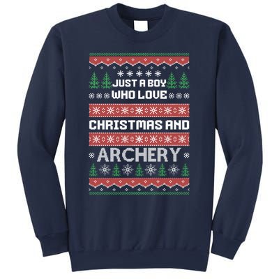 Just A Boy Who Love Christmas And Archery Ugly Christmas Sweater Colorful Sweatshirt