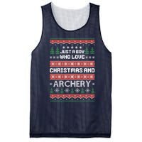 Just A Boy Who Love Christmas And Archery Ugly Christmas Sweater Colorful Mesh Reversible Basketball Jersey Tank