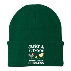 Just A Boy Who Loves Chickens Farm Chicken Gift Knit Cap Winter Beanie