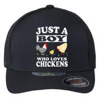 Just A Boy Who Loves Chickens Farm Chicken Gift Flexfit Unipanel Trucker Cap