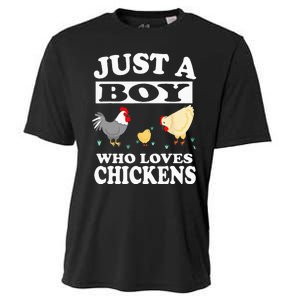 Just A Boy Who Loves Chickens Farm Chicken Gift Cooling Performance Crew T-Shirt