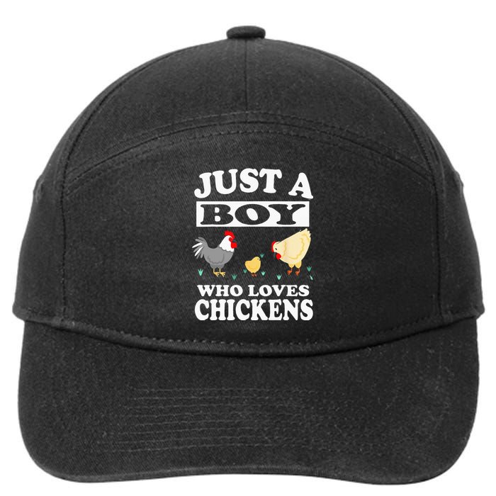 Just A Boy Who Loves Chickens Farm Chicken Gift 7-Panel Snapback Hat