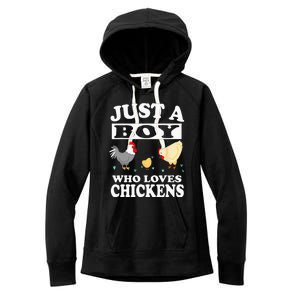 Just A Boy Who Loves Chickens Farm Chicken Gift Women's Fleece Hoodie