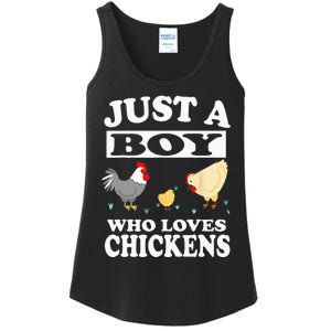 Just A Boy Who Loves Chickens Farm Chicken Gift Ladies Essential Tank