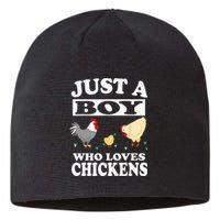 Just A Boy Who Loves Chickens Farm Chicken Gift Sustainable Beanie