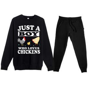 Just A Boy Who Loves Chickens Farm Chicken Gift Premium Crewneck Sweatsuit Set