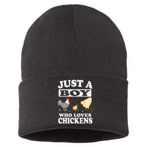 Just A Boy Who Loves Chickens Farm Chicken Gift Sustainable Knit Beanie