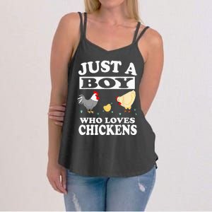 Just A Boy Who Loves Chickens Farm Chicken Gift Women's Strappy Tank