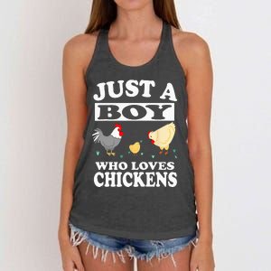 Just A Boy Who Loves Chickens Farm Chicken Gift Women's Knotted Racerback Tank