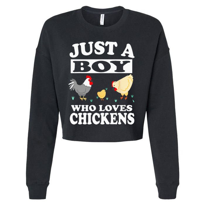 Just A Boy Who Loves Chickens Farm Chicken Gift Cropped Pullover Crew