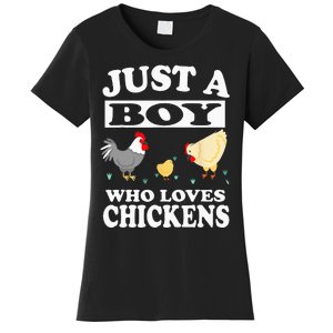 Just A Boy Who Loves Chickens Farm Chicken Gift Women's T-Shirt