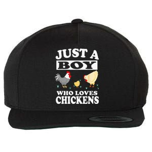 Just A Boy Who Loves Chickens Farm Chicken Gift Wool Snapback Cap