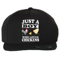 Just A Boy Who Loves Chickens Farm Chicken Gift Wool Snapback Cap