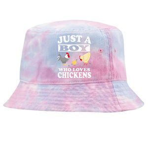 Just A Boy Who Loves Chickens Farm Chicken Gift Tie-Dyed Bucket Hat