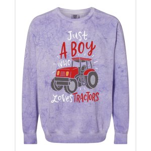 Just A Boy Who Loves Tractors Colorblast Crewneck Sweatshirt