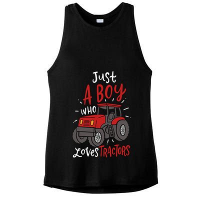 Just A Boy Who Loves Tractors Ladies PosiCharge Tri-Blend Wicking Tank