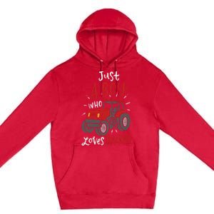 Just A Boy Who Loves Tractors Premium Pullover Hoodie