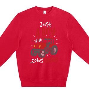 Just A Boy Who Loves Tractors Premium Crewneck Sweatshirt