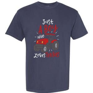 Just A Boy Who Loves Tractors Garment-Dyed Heavyweight T-Shirt