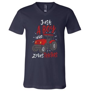 Just A Boy Who Loves Tractors V-Neck T-Shirt