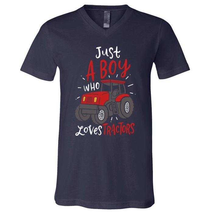 Just A Boy Who Loves Tractors V-Neck T-Shirt