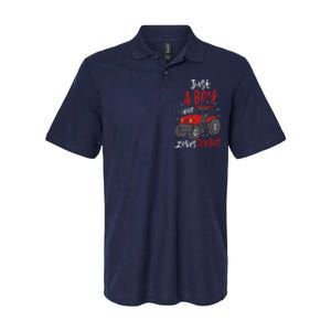 Just A Boy Who Loves Tractors Softstyle Adult Sport Polo