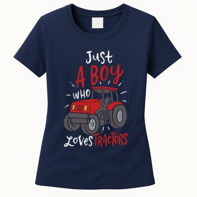 Just A Boy Who Loves Tractors Womens T-Shirt